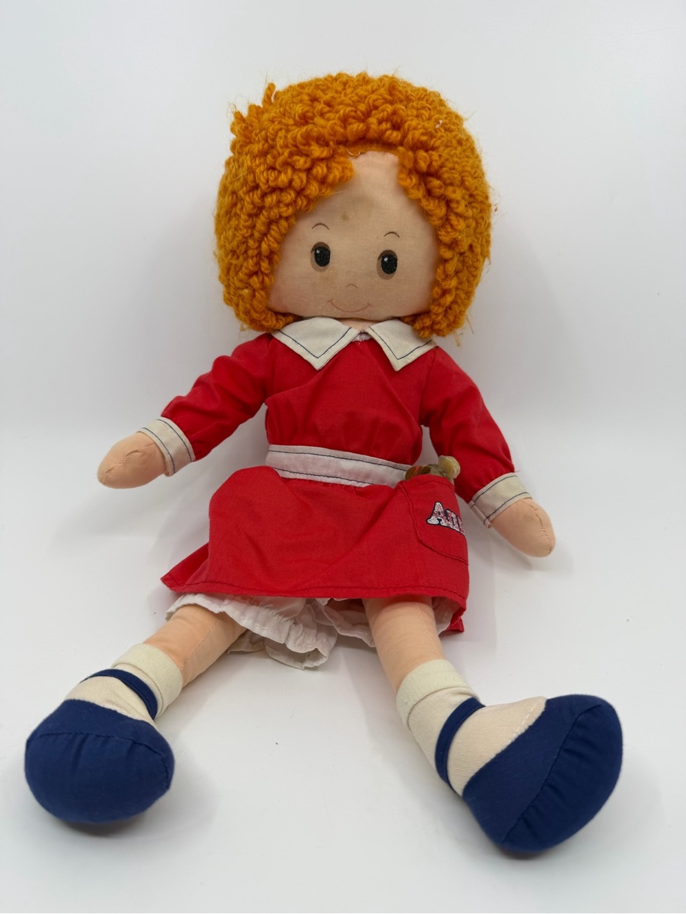 Vintage 1982 Knickerbocker Little Orphan Annie Rag Doll 16” With Sandy Dog